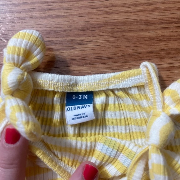 Old Navy Yellow and White Striped Baby Romper - Picture 2 of 2